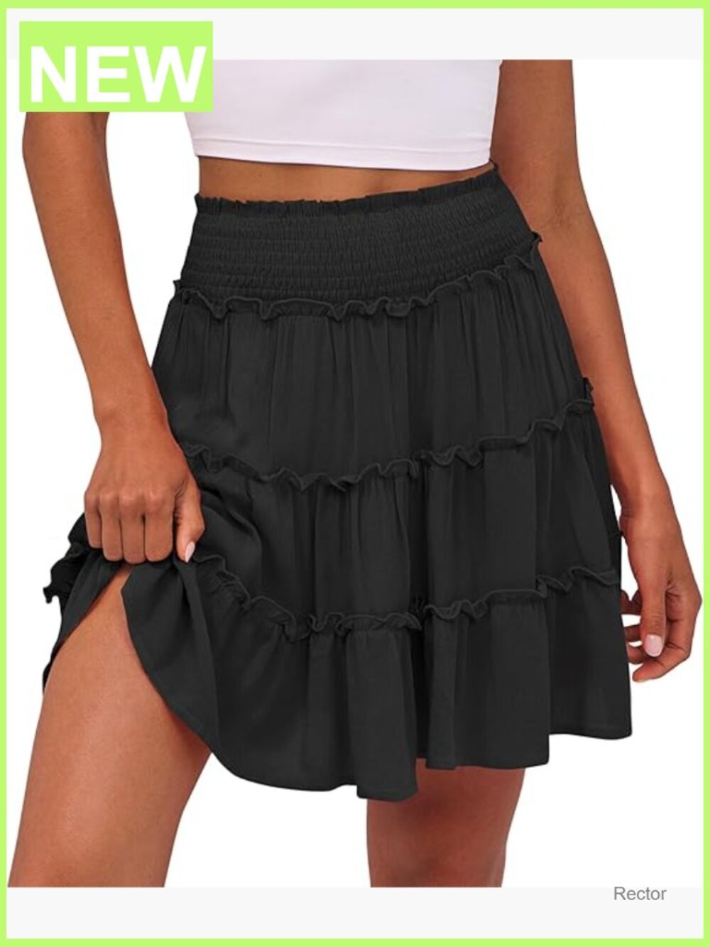 Summer Flowy Mini Skort High Waist Ruffle Tiered Built-in Shorts Casual Boho